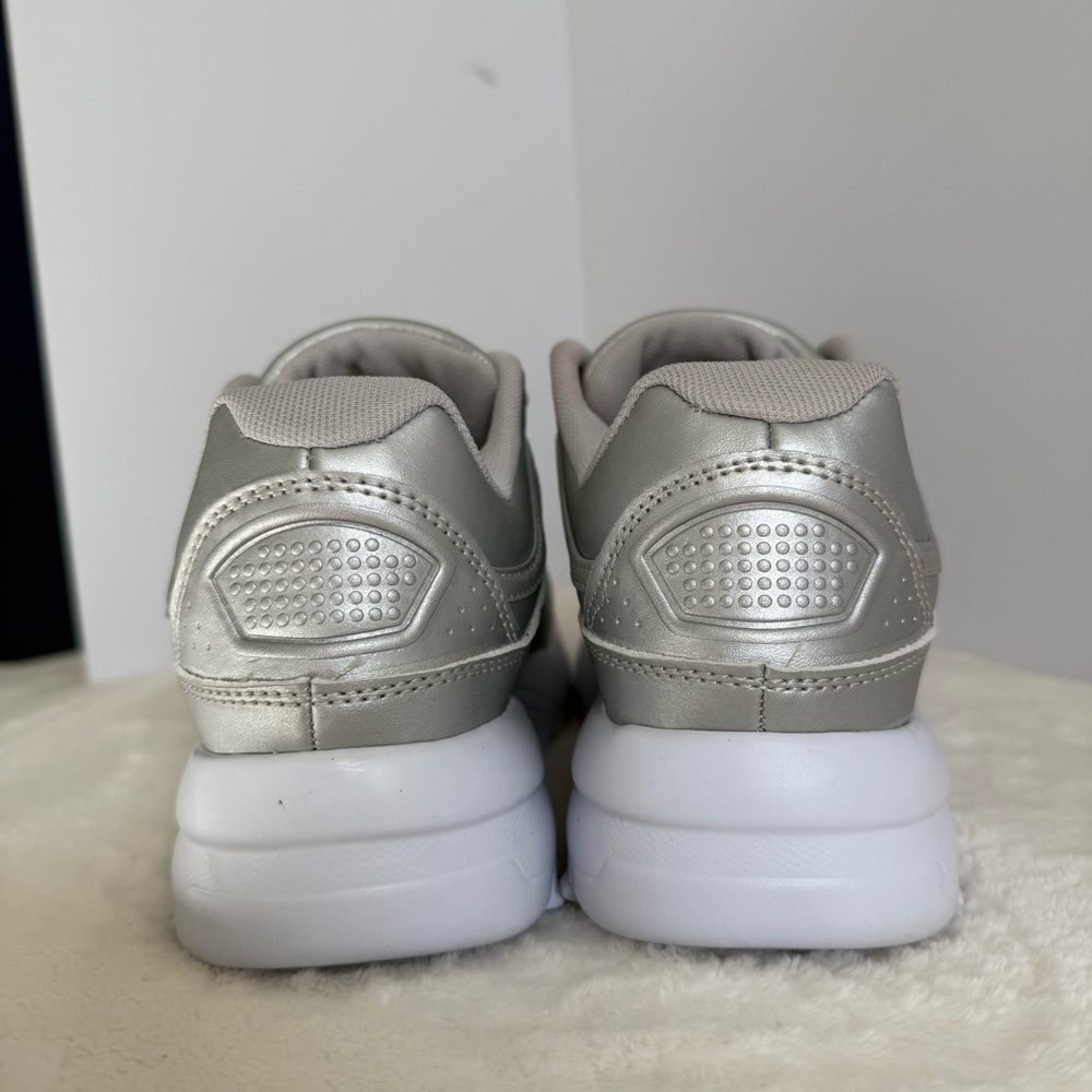 Avia Silver Metallic Sleek Lace-Up Comfort Sneakers | Size 10 - Picture 6 of 12